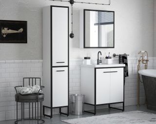 Зеркало-шкаф Corozo Айрон 60см белый/чёрный SD-00000392